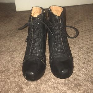 Black lace up booties